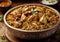 Delicious dish of Asian Pakistani spicy chicken biryani