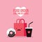 Delicious donut Coffee and Shopping bag Cute Food dessert background