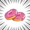 Delicious donuts icon pop art