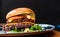 Delicious Double Cheeseburger on a metal plate