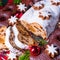 A delicious dresdner christ stollen with marzipan and raisins