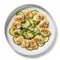 Delicious Dumplings Dish With Roasted Monkfish Steak And Zucchini