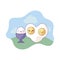 delicious eggs eat in landscape kawaii style