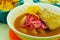 Delicious encebollado fish stew from Ecuador traditional food national dish closeup