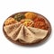 Delicious Ethiopian Injera with a Variety of Stews on a Plate .