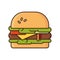 Delicious fast Food Hamburger isolated Vector Illustration