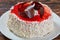 Delicious festive torte on white platter