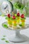 Delicious finger food with various fruits and mint for snack