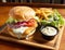 Delicious fish burger with a golden, crispy panko-breaded fish fillet,