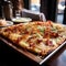 Delicious Flammkuchen, thin crispy Italian pizza, food photography