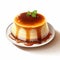 Delicious Flan With Chocolate Sauce On A White Plate