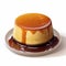 Delicious Flan With Chocolate On A White Plate