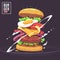 Delicious flat burger vector illustration