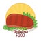 Delicious food beef steak tasty vegetables sticker