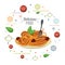 Delicious food italian dish pasta and fork card