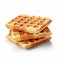 Delicious Four Folded Waffles On White Background