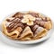 Delicious French Crepes with Nutella and Bananas on a Plate.