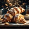 delicious French croissant is a flaky, buttery pastry with a golden brown crust and a soft, airy interior