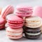 Delicious French Macarons On A White Marble Surface