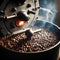 delicious fresh aromatic coffee beans being roasted