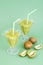 Delicious fresh green kiwi smoothie, vitamin diet drink