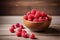 Delicious Fresh Raspberries in a Rustic Setting: A Visual Feast on Wooden Table.