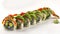 Delicious and fresh sushi rolls lined up - japanese cuisine concept. culinary artistry displayed on a white background