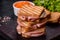 Delicious fresh toast grill with cheese and ham. Sandwiches, quick snack