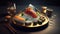 Delicious Fresh Tuna Slice as Sashimi or steak setup on the Crystal ice. with dark or black background. AI Generated