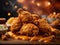 Delicious fried chicken, golden brown crust, kissed with hints of spice