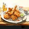 Delicious Fried Chicken Plate With Artistic Illustrations