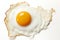 Delicious fried egg with a golden yolk, isolated on a clean white background top view perspective