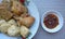 Delicious fried tofu tempe chicken and sambal