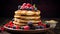 Delicious fritters, pancakes in a stack with berries and fruits.Generative AI