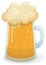 Delicious and frothy beer served in a glass tankard, Vector illustration