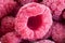 Delicious frozen raspberry background - red texture