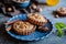 Delicious gingerbread tartlets with walnut filling