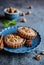 Delicious gingerbread tartlets with walnut filling