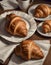 Delicious Golden Brown Croissants on a Breakfast Table, Generative AI