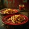 Delicious golden french fries served on a rustic plate