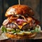 Delicious Gourmet Burger with Bacon and Cheese