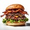 Delicious Gourmet Burger With Juicy Beef Patty And Crispy Bacon