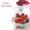 Delicious granola with fresh berries and jug of milk, isolated