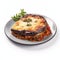 Delicious Greek Moussaka with Eggplant on a Plate .