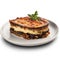 Delicious Greek Moussaka with Eggplant on a Plate High Resolution Image .