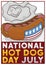 Delicious Grilled Hot Dog for its National Day Commemoration, Vector Illustration