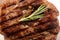 Delicious grilled meat with rosemary, closeup