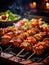 Delicious grilled pork skewers