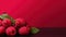 Delicious Group of Fresh Raspberry Fruit On Pink Background with Copy Space Selective Focus