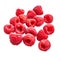 Delicious group of raspberries over isolated white background